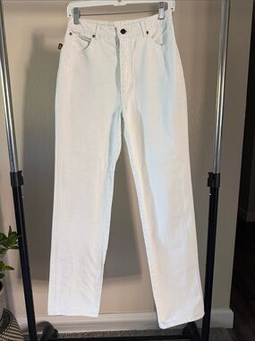 Vintage Sasson Jeans High Rise Straight Leg White Jeans Cotton Made in Japan
